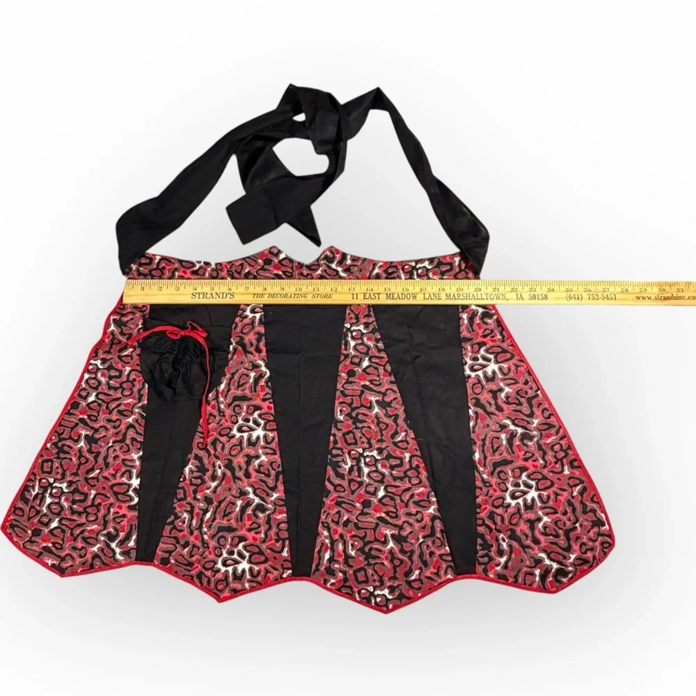 Retro Red and Black animal print Women's half Apron Goth Boop‎ Sexy